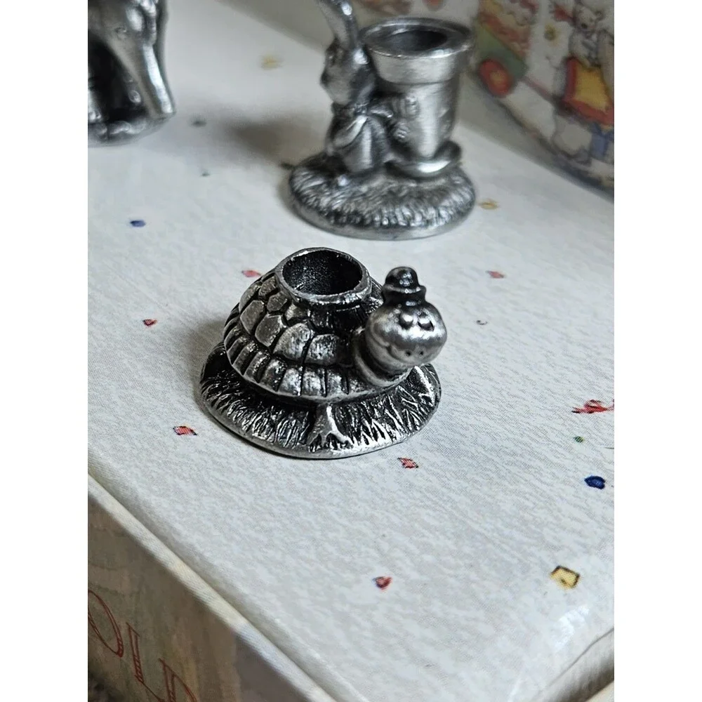Vintage Spoonful Of Stars By Becky Kelly Pewter Animal Candle Holders 5 Pc Baby